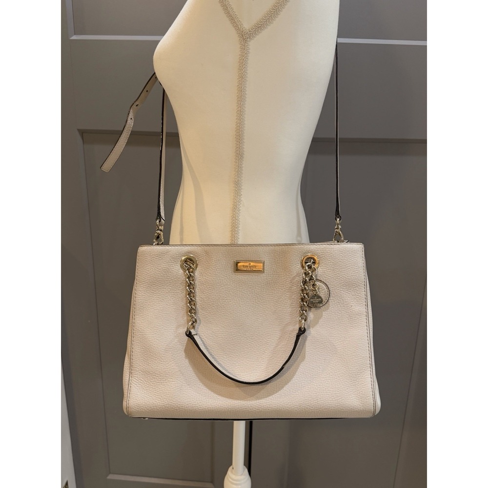 Kate Spade Briar Lane Meena Purse Pink Beige Leather Removable Shoulder Strap